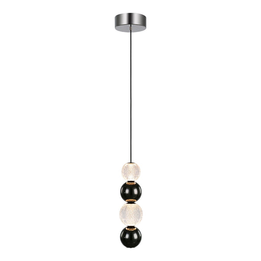 Kuzco Alora Onyx 5in LED Pendant | Modern Polished Nickel Aluminum and Clear Carved Acrylic | Dining Room & Kitchen Island | Model PD321815PN