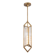 Kuzco Cairo 19in 1-Light Pendant | Modern Vintage Brass Steel and Clear Ribbed Glass | Kitchen Island & Dining Room | Model PD332119VBCR
