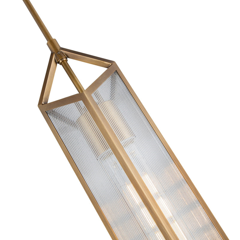 Kuzco Cairo 19in 1-Light Pendant | Modern Vintage Brass Steel and Clear Ribbed Glass | Kitchen Island & Dining Room | Model PD332119VBCR