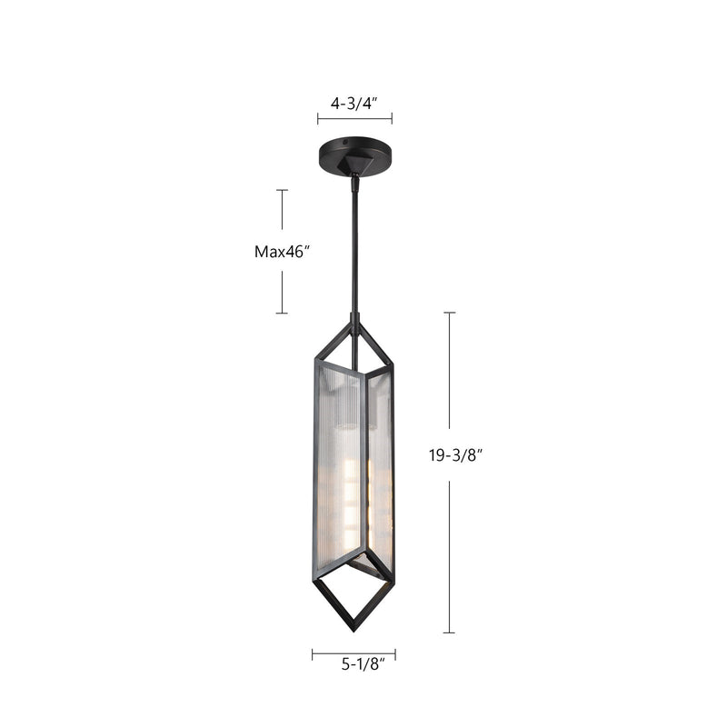 Kuzco Cairo 19in 1-Light Pendant | Modern Vintage Brass Steel and Clear Ribbed Glass | Kitchen Island & Dining Room | Model PD332119VBCR