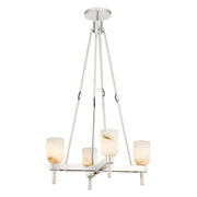 Kuzco Lucian 22in 4-Light Pendant | Classic Elegance Polished Nickel and Alabaster with Clear Crystal | Dining Room & Foyer | Model PD338422PNAR