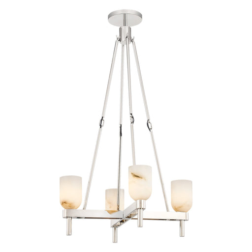 Kuzco Lucian 22in 4-Light Pendant | Classic Elegance Polished Nickel and Alabaster with Clear Crystal | Dining Room & Foyer | Model PD338422PNAR