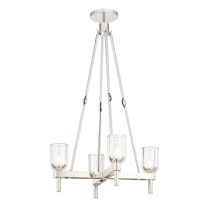 Kuzco Lucian 22in 4-Light Pendant | Clear Crystal Polished Nickel and Clear Crystal Glass | Dining Room & Entryway | Model PD338422PNCC