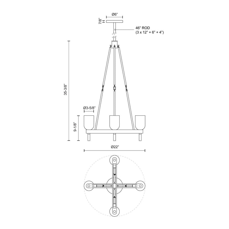 Kuzco Lucian 22in 4-Light Pendant | Clear Crystal Polished Nickel and Clear Crystal Glass | Dining Room & Entryway | Model PD338422PNCC