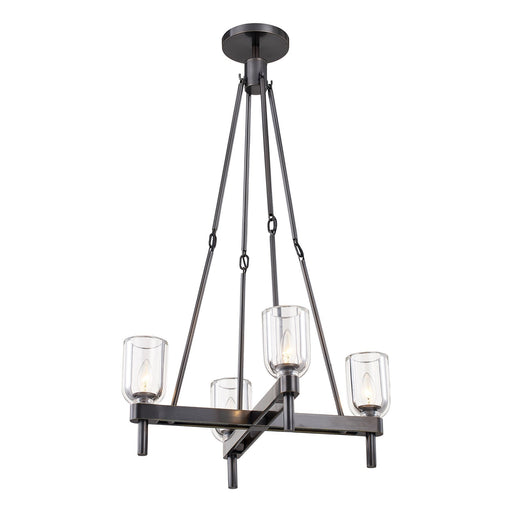 Kuzco Lucian 22in 4-Light Pendant | Urban Bronze Steel and Clear Crystal Glass | Dining Room & Living Room | 22 x 22 x 35.4 in | Model PD338422UBCC