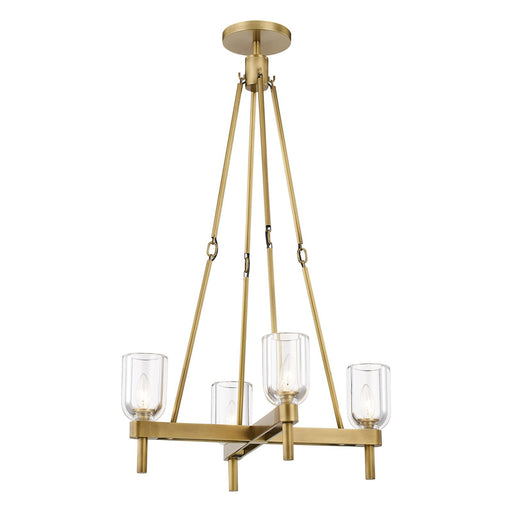 Kuzco Lucian 22in 4-Light Pendant | Classic Vintage Brass and Clear Crystal | Dining Room & Entryway | 4 x 60W E12 Bulbs | Model PD338422VBCC