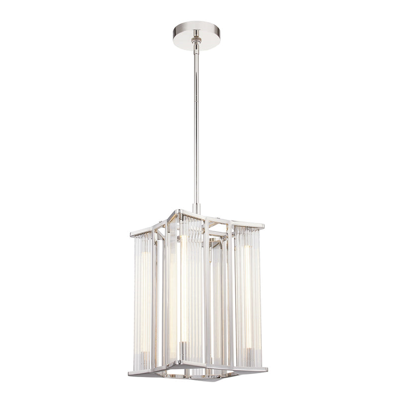 Kuzco Sabre 11in LED Pendant | Modern Polished Nickel Ribbed Glass | Kitchen Island & Dining Room | 11 x 11 x 18 in | Model PD339415PNCR