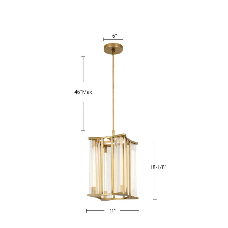 Kuzco Sabre 11in LED Pendant | Modern Polished Nickel Ribbed Glass | Kitchen Island & Dining Room | 11 x 11 x 18 in | Model PD339415PNCR