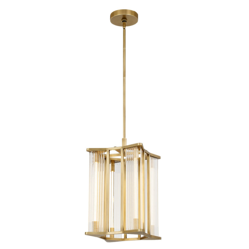 Kuzco Sabre 11in LED Pendant | Modern Ribbed Glass and Vintage Brass | Kitchen Island & Dining Room | 11 x 11 x 18 in | Model PD339415VBCR