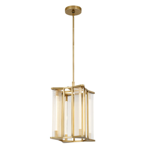 Kuzco Sabre 11in LED Pendant | Modern Ribbed Glass and Vintage Brass | Kitchen Island & Dining Room | 11 x 11 x 18 in | Model PD339415VBCR