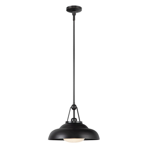 Kuzco Palmetto 14in 1-Light Pendant | Industrial Urban Bronze Steel and Glossy Opal Glass | Kitchen Island & Dining Room | Model PD344014UBGO