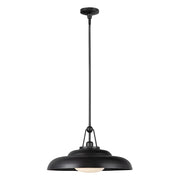 Kuzco Palmetto 20in 1-Light Pendant | Vintage Industrial Urban Bronze Steel and Glossy Opal Glass | Kitchen Island & Dining Room | Model PD344020UBGO