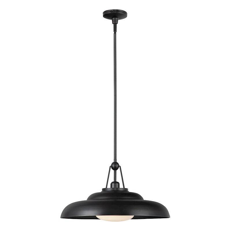 Kuzco Palmetto 20in 1-Light Pendant | Vintage Industrial Urban Bronze Steel and Glossy Opal Glass | Kitchen Island & Dining Room | Model PD344020UBGO