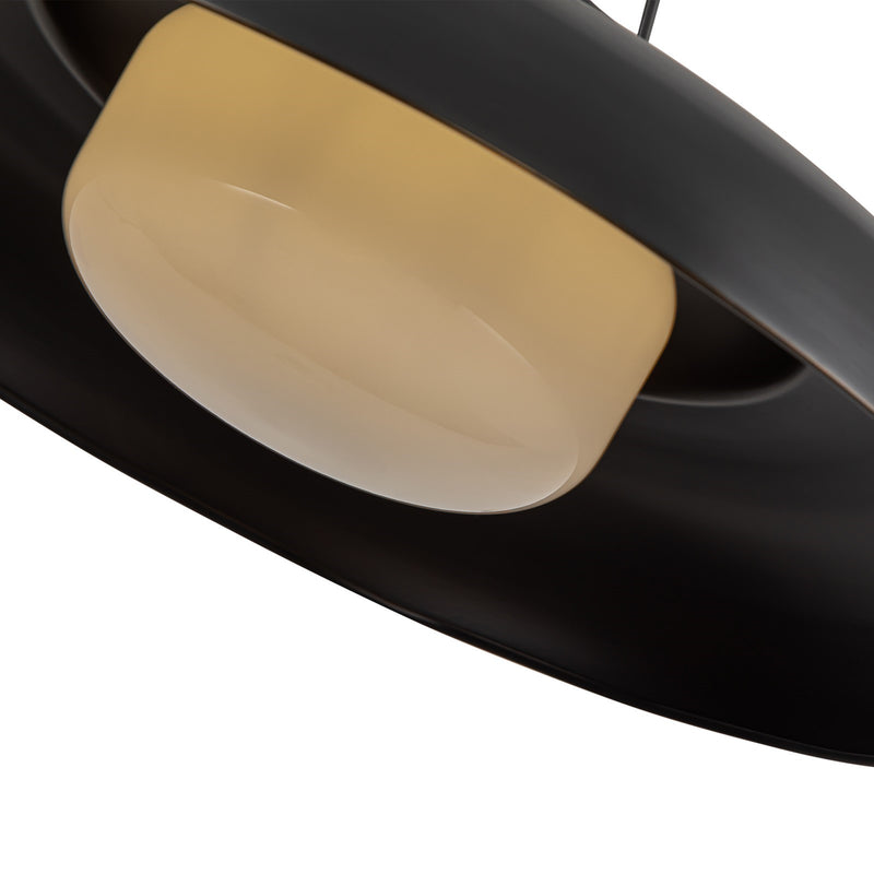 Kuzco Palmetto 20in 1-Light Pendant | Vintage Industrial Urban Bronze Steel and Glossy Opal Glass | Kitchen Island & Dining Room | Model PD344020UBGO