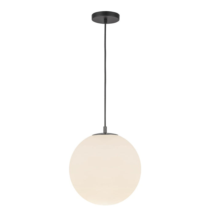 Kuzco Marco 12" (196" Wire) Socket Pendant, Black/Opal Glass - PD34612-BK-OP