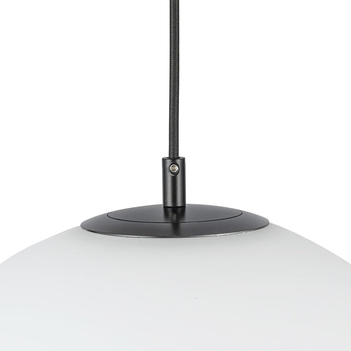 Kuzco Marco 12" (196" Wire) Socket Pendant, Black/Opal Glass