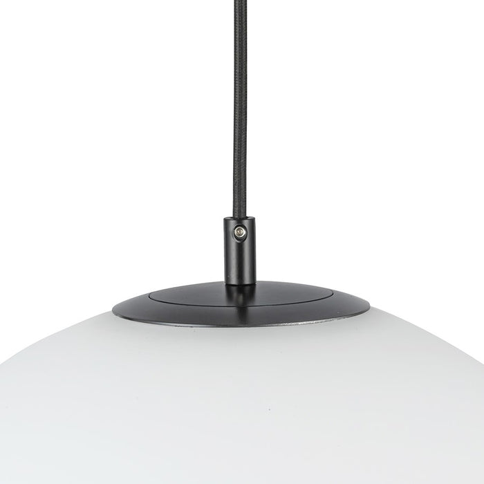 Kuzco Marco 16" (196" Wire) Socket Pendant, Black/Opal Glass