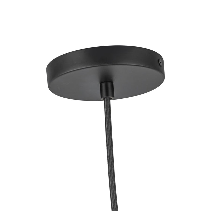 Kuzco Marco 16" (196" Wire) Socket Pendant, Black/Opal Glass