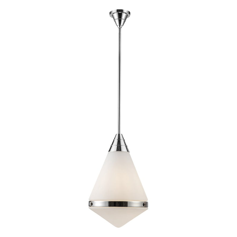 Kuzco Willard 22in 1-Light Pendant | Classic Polished Nickel Steel and Clear Prismatic Opal Glass | Kitchen Island & Dining Room | Model PD348022PNOP