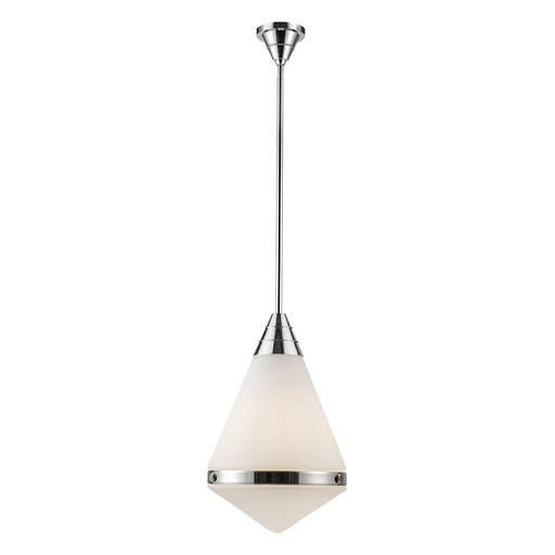 Kuzco Willard 22in 1-Light Pendant | Classic Polished Nickel Steel and Clear Prismatic Opal Glass | Kitchen Island & Dining Room | Model PD348022PNOP