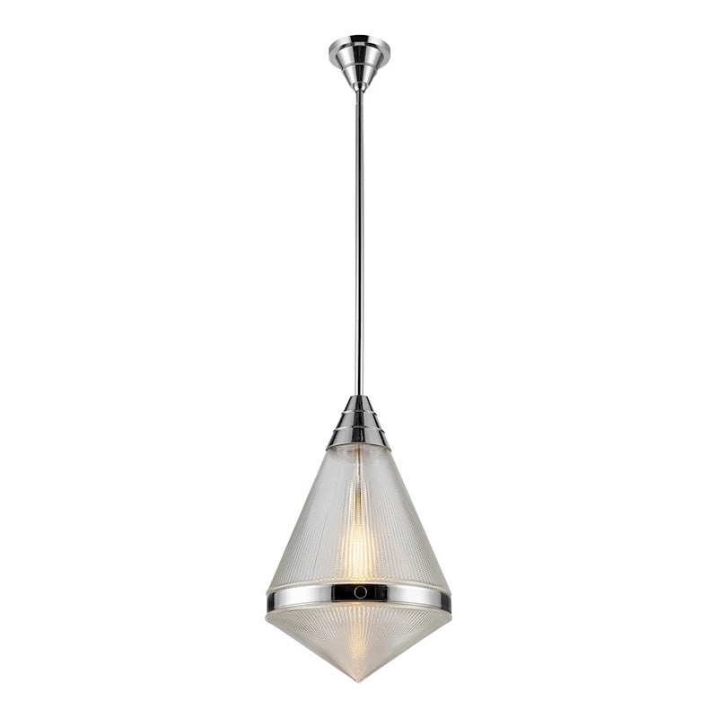 Kuzco Willard 22in 1-Light Pendant | Classic Polished Nickel Steel and Clear Prismatic Opal Glass | Kitchen Island & Dining Room | Model PD348022PNPG