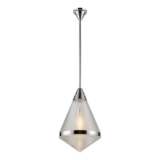 Kuzco Willard 22in 1-Light Pendant | Classic Polished Nickel Steel and Clear Prismatic Opal Glass | Kitchen Island & Dining Room | Model PD348022PNPG