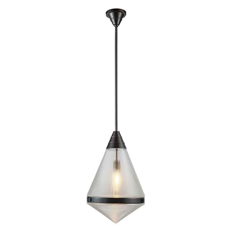 Kuzco Willard 22in 1-Light Pendant | Cottage Urban Bronze and Clear Prismatic Glass | Kitchen Island & Dining Room | Model PD348022UBPG