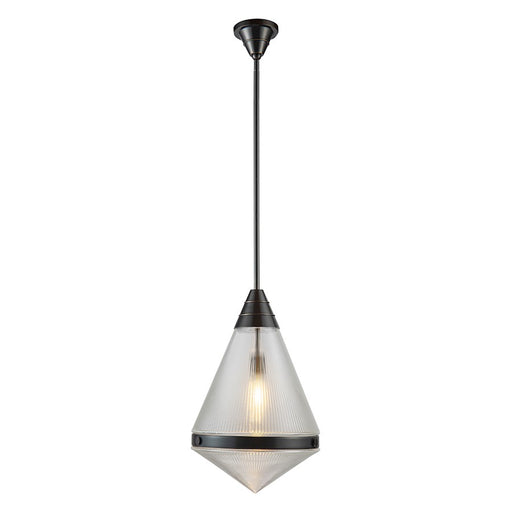 Kuzco Willard 22in 1-Light Pendant | Cottage Urban Bronze and Clear Prismatic Glass | Kitchen Island & Dining Room | Model PD348022UBPG