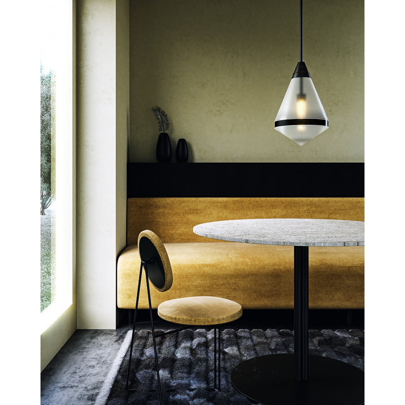 Kuzco Willard 22in 1-Light Pendant | Cottage Urban Bronze and Clear Prismatic Glass | Kitchen Island & Dining Room | Model PD348022UBPG