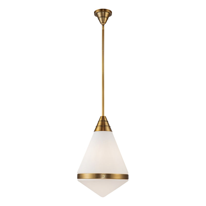 Kuzco Willard 22in 1-Light Pendant | Vintage Brass and Opal Matte Glass | Kitchen Island & Dining Room | 60W E26 Dimmable | Model PD348022VBOP