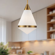 Kuzco Willard 22in 1-Light Pendant | Vintage Brass and Opal Matte Glass | Kitchen Island & Dining Room | 60W E26 Dimmable | Model PD348022VBOP
