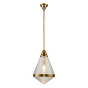 Kuzco Willard 22in 1-Light Pendant | Vintage Brass Steel and Clear Prismatic & Opal Glass | Kitchen Island & Dining Room | H | Model PD348022VBPG