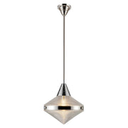 Kuzco Willard 14in 1-Light Pendant | Industrial Polished Nickel Steel and Clear Prismatic & Opal Glass | Kitchen Island & Dining | Model PD348114PNPG