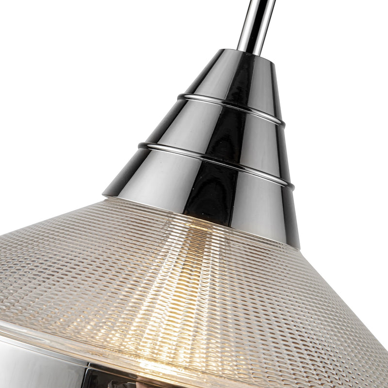 Kuzco Willard 14in 1-Light Pendant | Industrial Polished Nickel Steel and Clear Prismatic & Opal Glass | Kitchen Island & Dining | Model PD348114PNPG