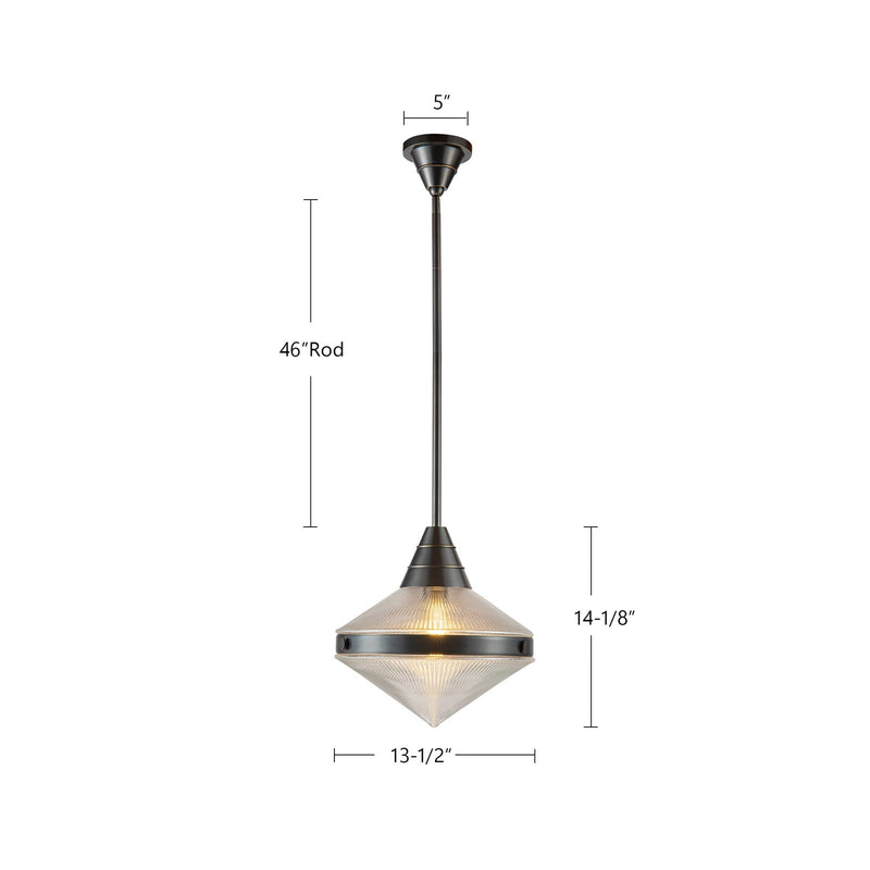 Kuzco Willard 14in 1-Light Pendant | Industrial Polished Nickel Steel and Clear Prismatic & Opal Glass | Kitchen Island & Dining | Model PD348114PNPG