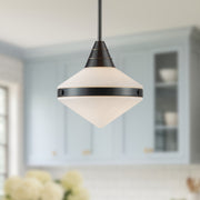 Kuzco Willard 14in 1-Light Pendant | Urban Bronze and Opal Matte Glass | Kitchen & Dining Room | 14.12 x 13.5 in | Model PD348114UBOP