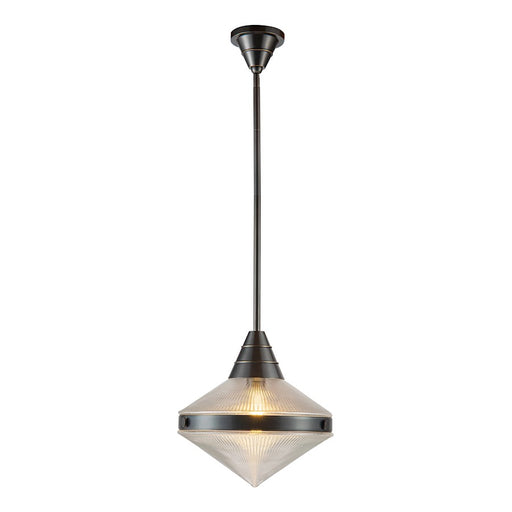 Kuzco Alora Willard 14in 1-Light Pendant | Urban Bronze Steel and Clear Prismatic Glass | Kitchen Island & Dining Room | Model PD348114UBPG