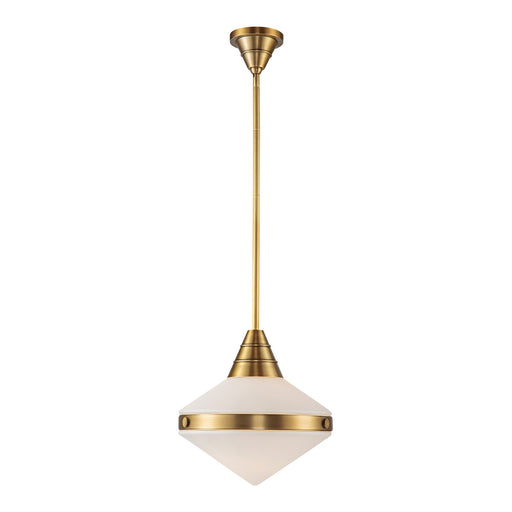 Kuzco Willard 14in 1-Light Pendant | Vintage Brass Steel and Opal Glass | Kitchen Island & Dining Room | 13.5in Dia | Model PD348114VBOP
