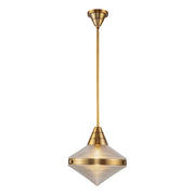 Kuzco Willard 14in 1-Light Pendant | Vintage Brass Steel and Prismatic Glass | Kitchen Island & Dining Room | Model PD348114VBPG