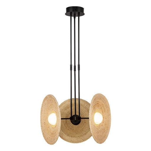Kuzco Alora Harbour 18in 1-Light LED Pendant | Urban Bronze Steel and Natural Rattan Shade | Kitchen Island & Dining Room | Model PD350318UBWO