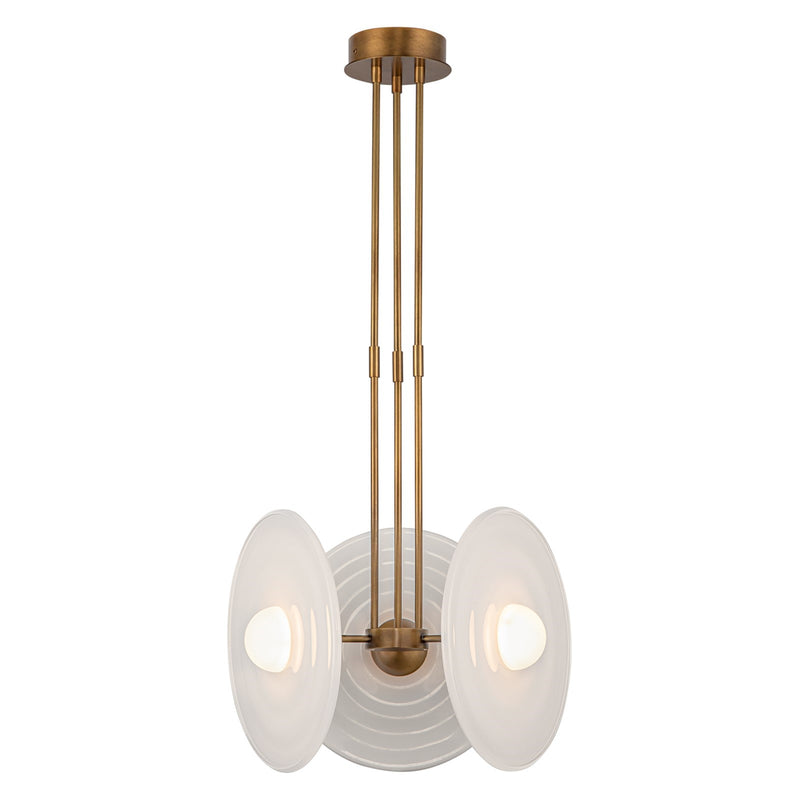 Kuzco Harbour 18in 1-Light LED Pendant | Vintage Brass Steel and Glossy Opal Glass with Smoked Accents | Kitchen Island & Dining | Model PD350318VBGO