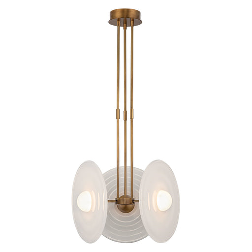 Kuzco Harbour 18in 1-Light LED Pendant | Vintage Brass Steel and Glossy Opal Glass with Smoked Accents | Kitchen Island & Dining | Model PD350318VBGO