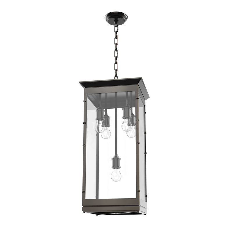 Kuzco Douglas 5-Light Pendant | Craftsman Urban Bronze and Clear Glass | Kitchen Island & Dining Room | 12.75 x 12.75 x 26.25 in | Model PD351018UB