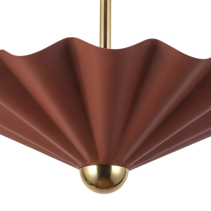 Kuzco Furrow 16" Red Dimmable LED Pendant, Burgundy