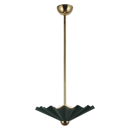 Kuzco Furrow 16" Green Dimmable LED Pendant, Pine Green