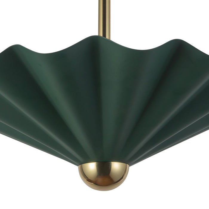 Kuzco Furrow 16" Green Dimmable LED Pendant, Pine Green
