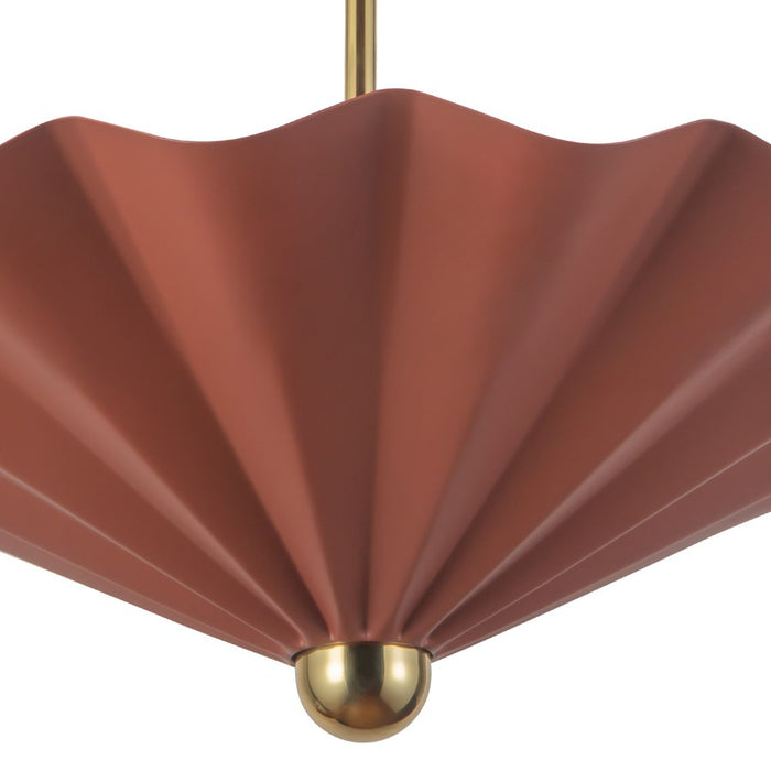 Kuzco Furrow 25" Red Dimmable LED Pendant, Burgundy