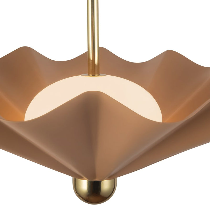 Kuzco Furrow 25" Red Dimmable LED Pendant, Peach