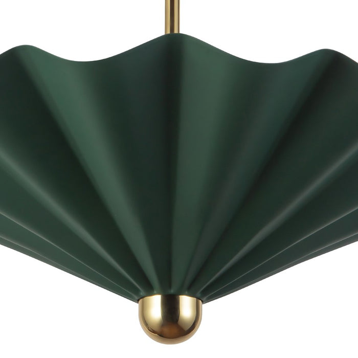 Kuzco Furrow 25" Green Dimmable LED Pendant, Pine Green