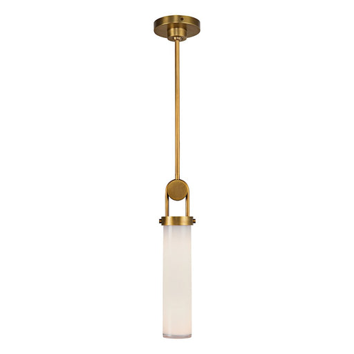 Kuzco Wynwood 15in 1-Light Pendant | Industrial Vintage Brass Steel and Glossy Opal Glass | Kitchen Island & Dining Room | Model PD355015VBGO